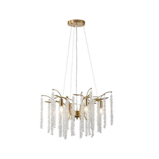 Imagine Lumină suspendată metal-sticlă 6 lumini 6XE14 max 8W 590X568mm aurie transparentă Arte Illumina Dynasty