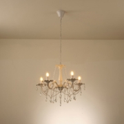 Imagine Lumină suspendată metal-sticlă 5 lumini 5XE14 alb ARTE ILLUMINA JEWEL