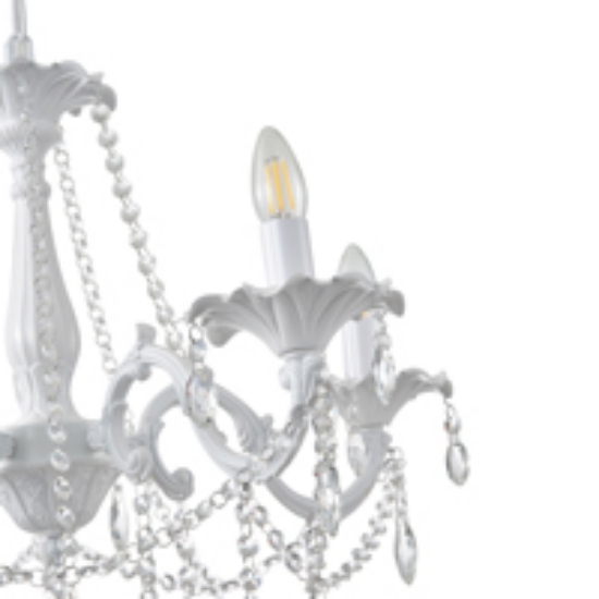 Imagine Lumină suspendată metal-sticlă 5 lumini 5XE14 alb ARTE ILLUMINA JEWEL