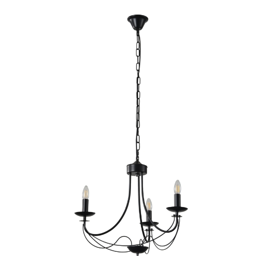 Imagine Lumină suspendată metalică 3 lumini 3XE14 8W 600X470X940mm negru Arte Illumina Vault