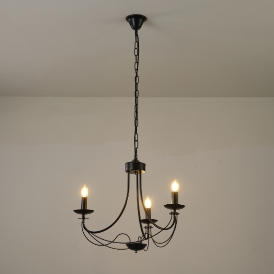 Imagine Lumină suspendată metalică 3 lumini 3XE14 8W 600X470X940mm negru Arte Illumina Vault