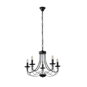 Imagine Lumină suspendată metalică 5 lumini 5xE14 8W 600x940mm neagră Arte Illumina Vault