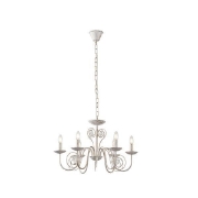 Imagine Lampa suspendată metal-sticlă 6 lumini 6XE14 8W 8650X1120mm alb-aurie Arte Illumina Duke