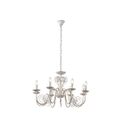 Imagine Lampa suspendată metal-sticlă 8 lumini 8XE14 alb-aurie Arte Illumina Duke