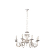 Imagine Lampa suspendată metal-sticlă 8 lumini 8XE14 alb-aurie Arte Illumina Duke