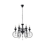 Imagine Lumină suspendată metalică cu sticlă transparentă 5 lumini 5XE14 8W 720X1250mm negru Arte Illumina