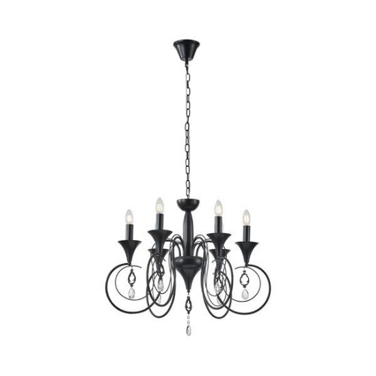 Imagine Lumină suspendată metalică cu sticlă transparentă 5 lumini 5XE14 8W 720X1250mm negru Arte Illumina