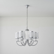 Imagine Lumină suspendată metal-textil 6 lumini 6XE14 8W 630X1150mm argintie Arte Illumina Noble