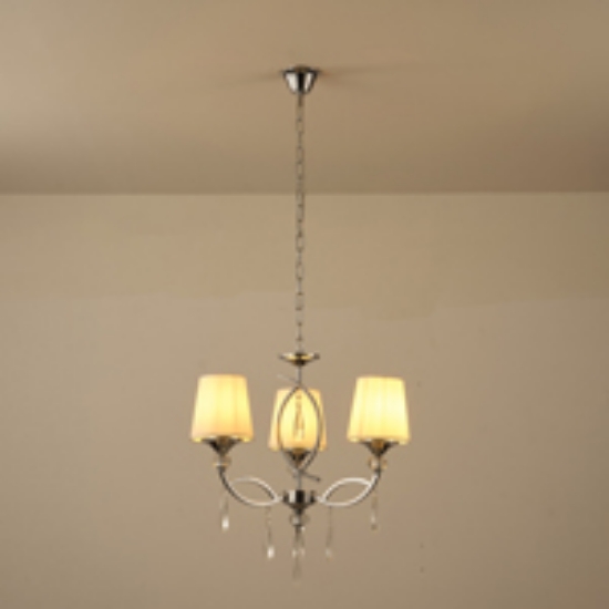 Imagine Lampa suspendată metal-textil-sticlă 3 lumini 3XE14 MAX 8W Ø580X1280mm argintie Arte Illumina Countess