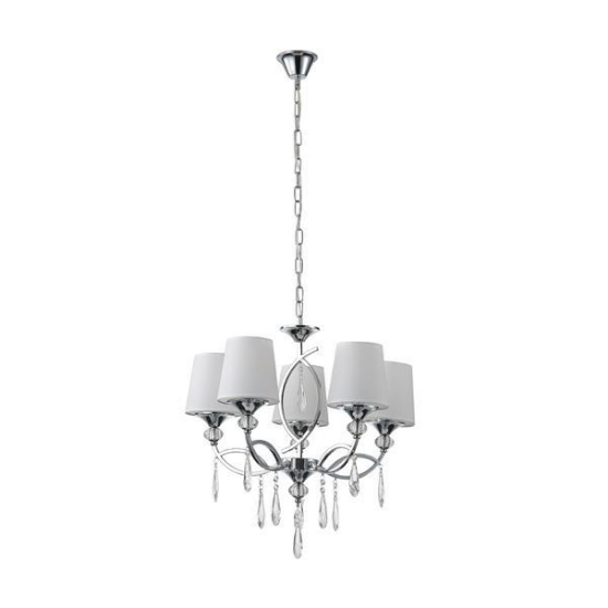 Imagine Lustră metal-textil-sticlă 5 lumini 5XE14 8W 600X1280mm argintie Arte Illumina Countess