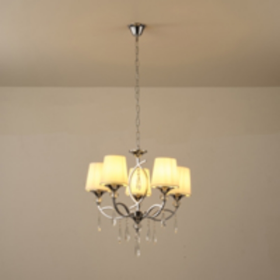 Imagine Lustră metal-textil-sticlă 5 lumini 5XE14 8W 600X1280mm argintie Arte Illumina Countess