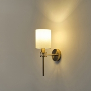 Imagine Aplica de perete metal-textil cu un singur punct de lumină 1XE14 Max 8W 190X120X370mm bronz