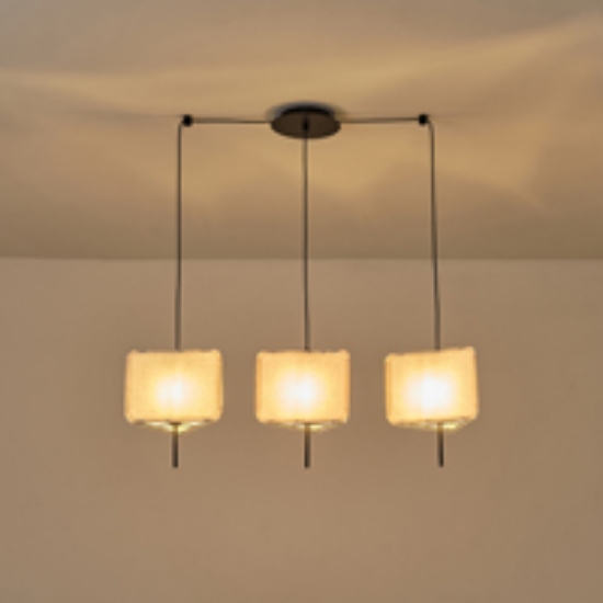 Imagine Lumină suspendată din țesătură 3 lumini 3x14 Max 8W 800x250x900mm Cremă Arte Illumina Tuscany
