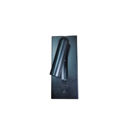 Imagine Lumină de citit încastrată în perete din aluminiu 3W 150Lm 3000K 75x77x180mm USB negru Arte Illumina Plano