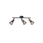 Imagine Spot cu plasă metal-lemn 3 lumini 3XE14 Max 8W 390X80X145mm Negru Arte Illumina Meshy