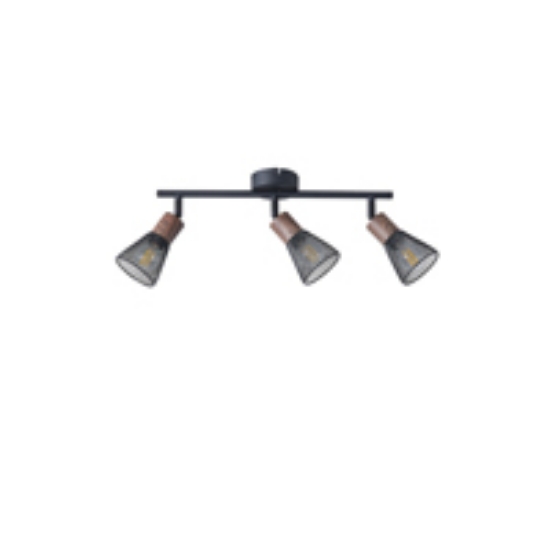 Imagine Spot cu plasă metal-lemn 3 lumini 3XE14 Max 8W 390X80X145mm Negru Arte Illumina Meshy