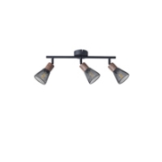Imagine Spot cu plasă metal-lemn 3 lumini 3XE14 Max 8W 390X80X145mm Negru Arte Illumina MESHY