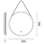 Imagine Oglindă rotundă cu LED tactil și bază neagră LED 20W 1680Lm 3CCT (3500-4000-6500K) Ø600mm