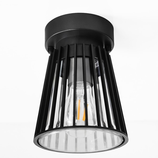 Imagine Lumină de plafon plastic 1x27 MAX 10W 135x135x225mm IP44 negru Arte Illumina