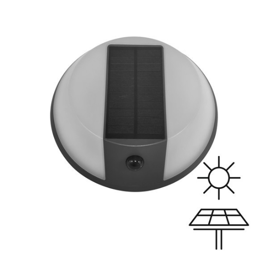 Imagine Aplica  de perete rotundă cu panou solar 5W 500Lm 4000K IP54 Negru Arte Illumina