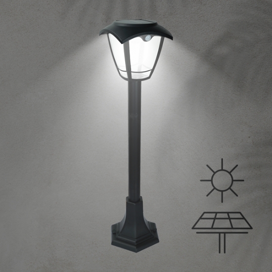 Imagine Lumină solară de perete cu post și senzor de mișcare 3W 400Lm 166X166X715mm 3CCT ARTE ILLUMINA
