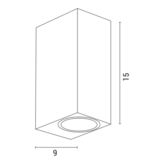 Imagine Aplica de perete Updown pătrată 2XGU10 Max 5W 147X70X90mm IP65 Neagră Arte Illumina