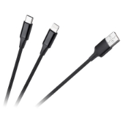 Imagine CABLU USB A - USB C/LIGHTNING (2+1) 1M