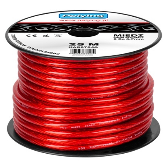 Imagine CABLU PUTERE CU 8GA (6.7MM/8.31MM2) 25M ROSU