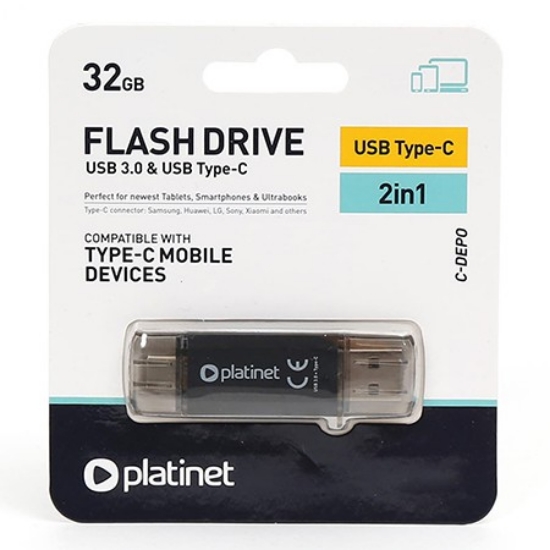 Imagine FLASH DRIVE USB 3.0 SI TYPE C 32GB C-DEPO PLATINET