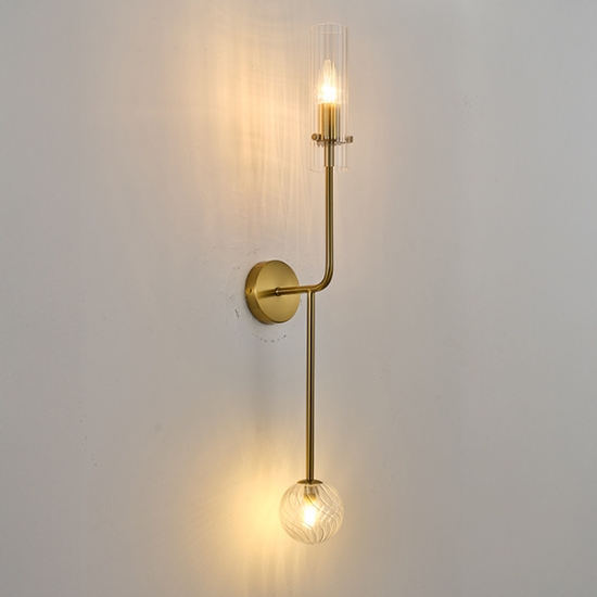 Imagine Aplica de perete metal-sticlă 1XE14 max 8W & 1XG9 max 7W 100X165X800mm aurie-transparentă Arte Illumina Stagona