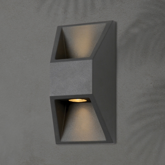 Imagine Aplicație din aluminiu 2x1W 164x82x54.5mm grafit Arte Illumina