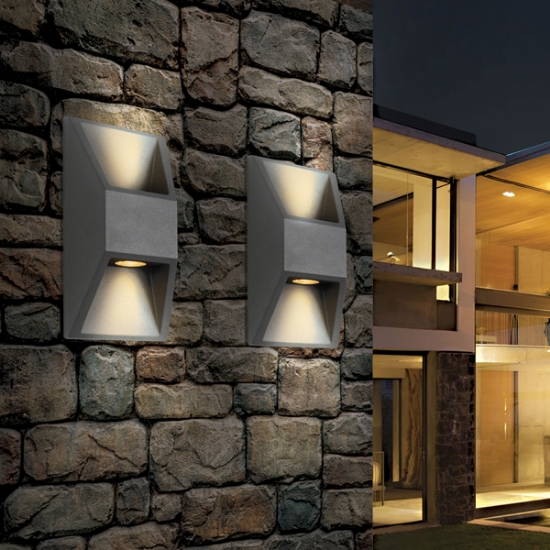 Imagine Aplicație din aluminiu 2x1W 164x82x54.5mm grafit Arte Illumina