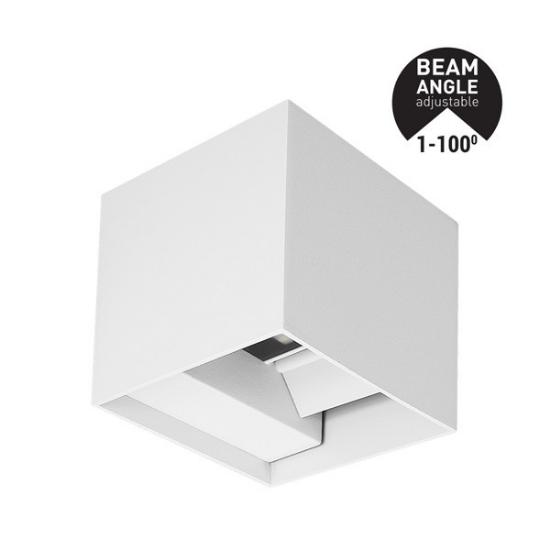 Imagine Aplica de perete din aluminiu Cube 10W 3CCT 100x100x100mm cu difuzor din sticlă albă Arte Illumina