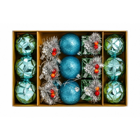 Imagine SET ORNAMENTE DE CRACIUN / ALBASTRU - 15P.