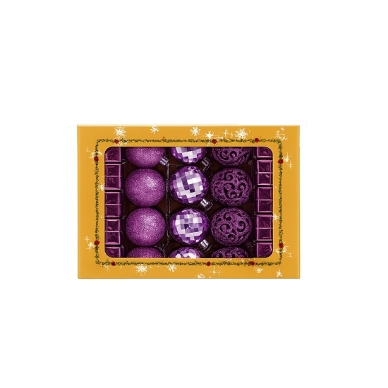 Imagine SET ORNAMENTE PLASTIC DE CRACIUN / VIOLET - 40P.
