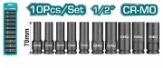 Imagine TOTAL - SET 10 BUC TUBULARE LUNGI DE IMPACT 78MM CRMO, 1/2", 10,12,13,14,15,17,19,21,22,24