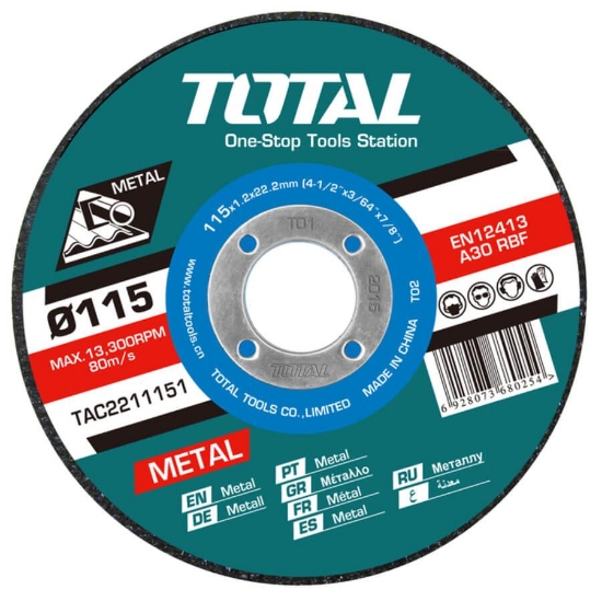 Imagine TOTAL - SET 10 DISCURI ABRAZIVE TAIERE METALE - 115X1.2MM