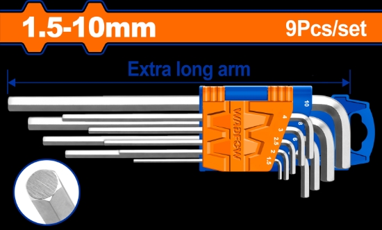 Imagine WADFOW - SET 9 CHEI IMBUS HEXAGONALE: 1.5-10MM, CR-V - EXTRA LUNG