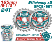Imagine TOTAL - SET 2 DISCURI 165MM ULTRA SUBTIRI TAIERE LEMN