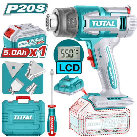 Imagine TOTAL - SUFLANTA CU AER CALD - 20V (INCLUDE ACUMULATOR 5.0Ah SI INCARCATOR)