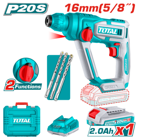 Imagine TOTAL - CIOCAN ROTOPERCUTOR - 20V - LI-ION (INCLUDE ACUMULATOR SI INCARCATOR)