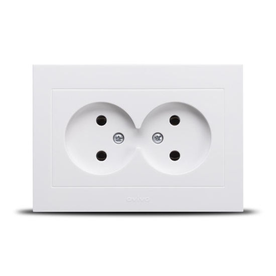 Imagine Priză dublă Schuko 16A alb Grano - OVIVO | 400-010300-908