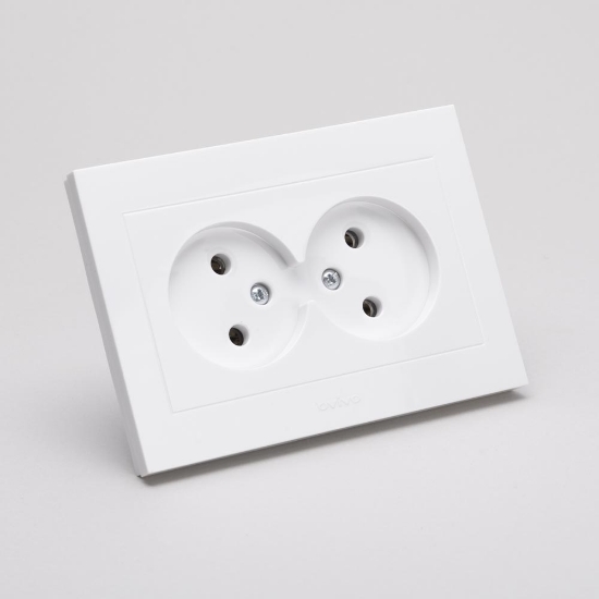 Imagine Priză dublă Schuko 16A alb Grano - OVIVO | 400-010300-908