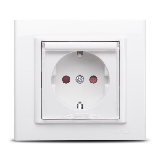 Imagine Priză Schuko cu capac 16A alb Mina - OVIVO | 401-010300-243