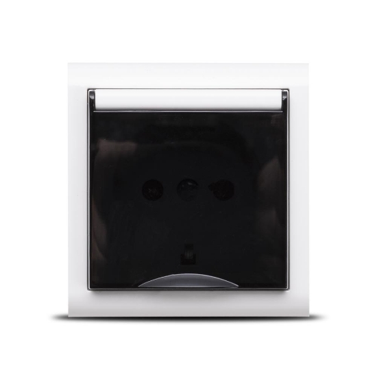 Imagine Priză Schuko cu capac 16A alb Nivo - OVIVO | 402-010000-243