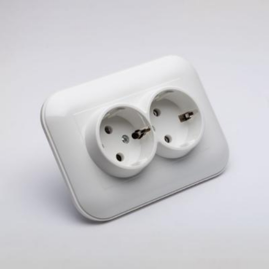 Imagine Priză dublă Schuko 16A alb Loft - OVIVO | 404-010301-907