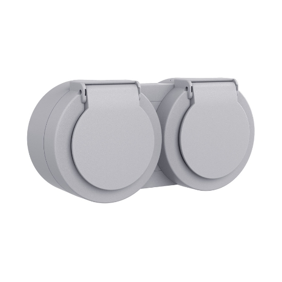 Imagine Priză Schuko cu capac aplicată 16A IP54 gri Xone - OVIVO