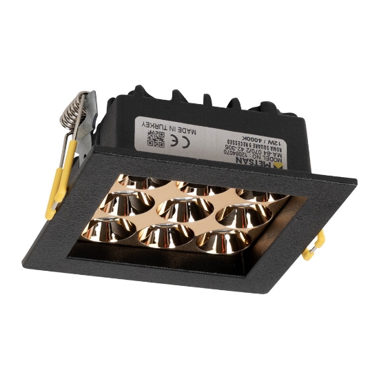 Imagine Spot LED patrat Roma SQ9 12W 4000K IP20, negru, Metsan