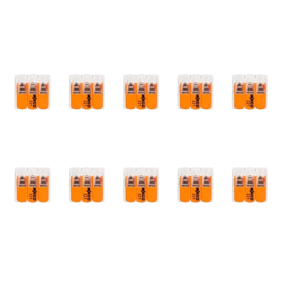 Imagine Clemă legătură 3 conductoare FY/MYF 0,2-4 mm², set 10 buc – WAGO | 221-413