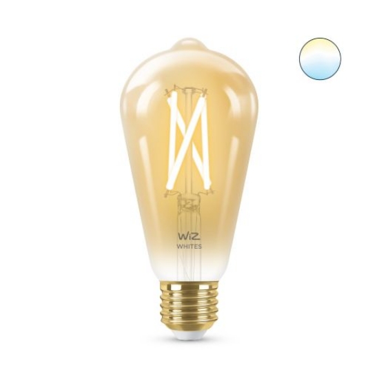 Imagine Bec LED filament  ST64 6.7-60W E27 920-950, auriu, Wiz
